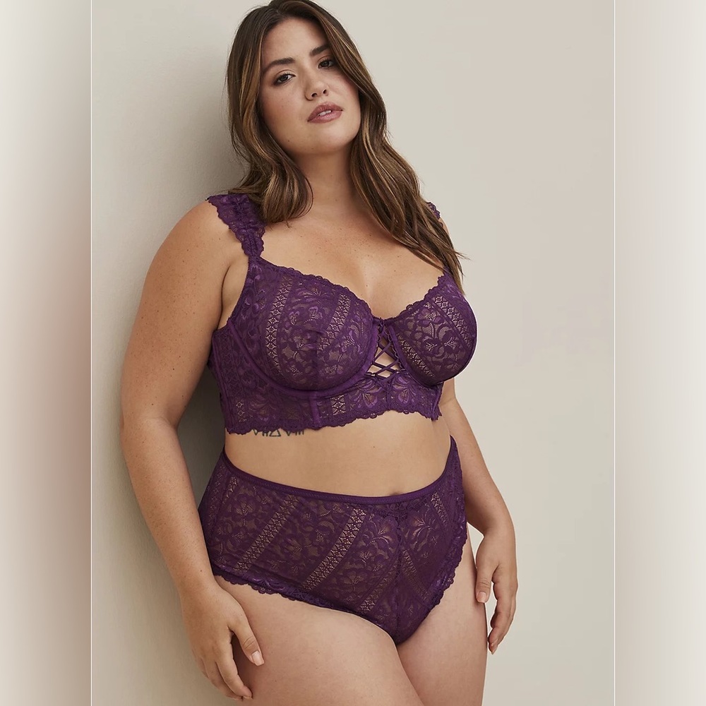 NEW TORRID Size 5X High Waist Lace Keyhole Tanga Panty Purple NWT